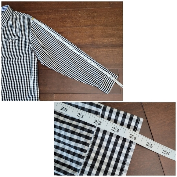 GloryStar Black & White Gingham Plaid Contrast Flip Cuff Button-Up Shirt Mens XL - Picture 8 of 8